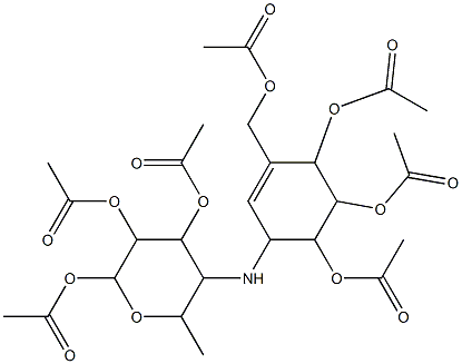 Tetrahydro-6-Methyl-5-[[4,5,6-trihydroxy-3-(hydroxyMethyl)-2-cyclohexen-1-yl]aMino]-2H-Pyran-2,3,4-triol Heptaacetate Struktur