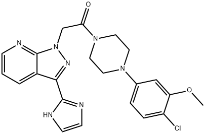 Ethanone, 1-[4-(4-chloro-3-methoxyphenyl)-1-piperazinyl]-2-[3-(1H-imidazol-2-yl)-1H-pyrazolo[3,4-b]pyridin-1-yl]- Struktur