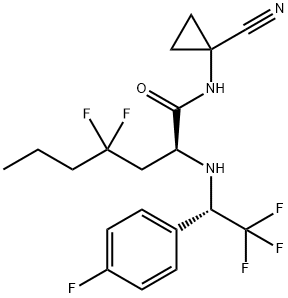 Heptanamide, N-(1-cyanocyclopropyl)-4,4-difluoro-2-[[(1S)-2,2,2-trifluoro-1-(4-fluorophenyl)ethyl]amino]-, (2S)- Struktur