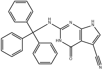 4,7-Dihydro-4-oxo-2-[(triphenylmethyl)amino]-3H-pyrrolo[2,3-d]pyrimidine-5-carbonitrile Struktur