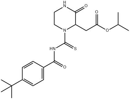 propan-2-yl 2-[1-[(4-tert-butylbenzoyl)carbamothioyl]-3-oxopiperazin-2-yl]acetate Struktur