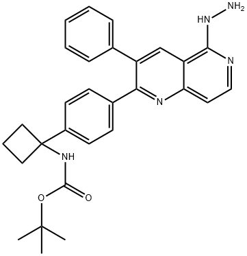 tert-butyl 1-(4-(5-hydrazinyl-3-phenyl-1,6-naphthyridin-2-yl)phenyl)cyclobutylcarbamate Struktur