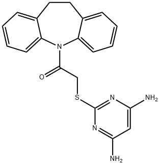 2-(4,6-diaminopyrimidin-2-yl)sulfanyl-1-(5,6-dihydrobenzo[b][1]benzazepin-11-yl)ethanone Struktur