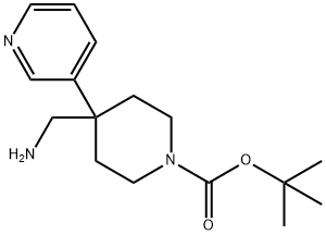 tert-Butyl 4-(aminomethyl)-4-(pyridin-3-yl)piperidine-1-carboxylate Struktur