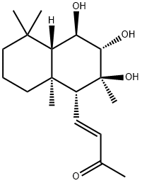 3-Buten-2-one,4-[(1R,2S,3S,4R,4aS,8aS)-decahydro-2,3,4-trihydroxy-2,5,5,8a-tetramethyl-1-naphthalenyl]-,(3E)- Struktur