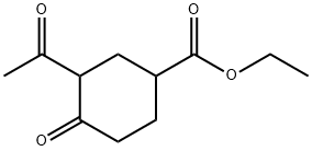 Cyclohexanecarboxylic acid, 3-acetyl-4-oxo-, ethyl ester Struktur