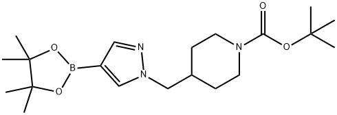 tert-butyl 4-{[4-(tetramethyl-1,3,2-dioxaborolan-2-yl)-1H-pyrazol-1-yl]methyl}piperidine-1-carboxylate Struktur