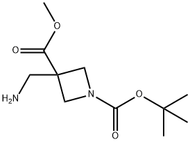 1,3-Azetidinedicarboxylic acid, 3-(aminomethyl)-, 1-(1,1-dimethylethyl) 3-methyl ester Struktur