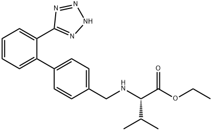 (S)-ethyl 2-(((2'-(1H-tetrazol-5-yl)-[1,1'-biphenyl]-4-yl)methyl)amino)-3-methylbutanoate Struktur