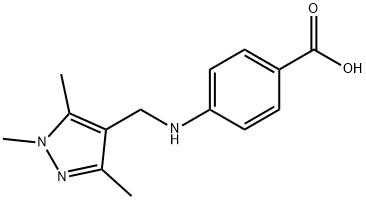 4-((1,3,5-trimethyl-1H-pyrazol-4-yl)methylamino)benzoic acid Struktur