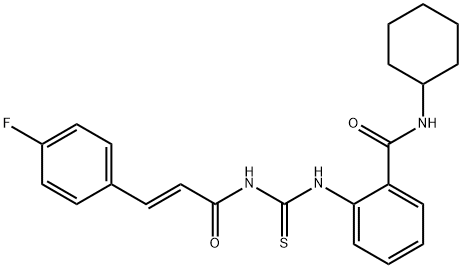 N-cyclohexyl-2-[({[3-(4-fluorophenyl)acryloyl]amino}carbonothioyl)amino]benzamide Struktur