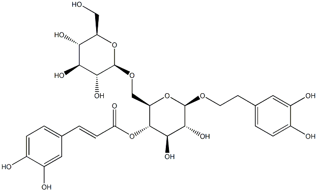 b-D-Glucopyranoside,2-(3,4-dihydroxyphenyl)ethyl 6-O-b-D-glucopyranosyl-, 4-[(2E)-3-(3,4-dihydroxyphenyl)-2-propenoate] Struktur