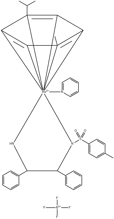 {[(1S,2S)-2-Amino-1,2-diphenylethyl](4-toluenesulfonyl)amido}(p-cymene)(pyridine)ruthenium(II)tetrafluoroborate Struktur