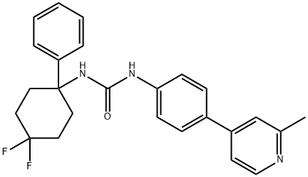 1-(4,4-difluoro-1-phenylcyclohexyl)-3-(4-(2-methylpyridin-4-yl)phenyl)urea Struktur