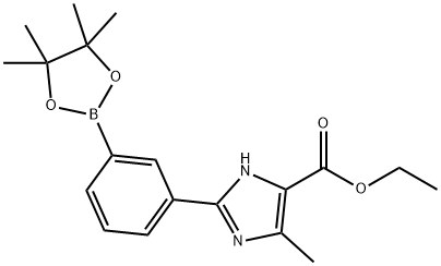 5-Methyl-2-[3-(4,4,5,5-tetramethyl-[1,3,2]dioxaborolan-2-yl)-phenyl]-3H-imidazole-4-carboxylic acid ethyl ester Struktur