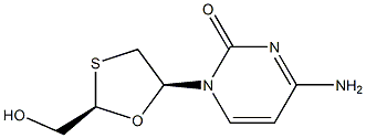 4-amino-1-[(2R,5S)-2-(hydroxymethyl)-1,3-oxathiolan-5-yl]pyrimidin-2-one Struktur