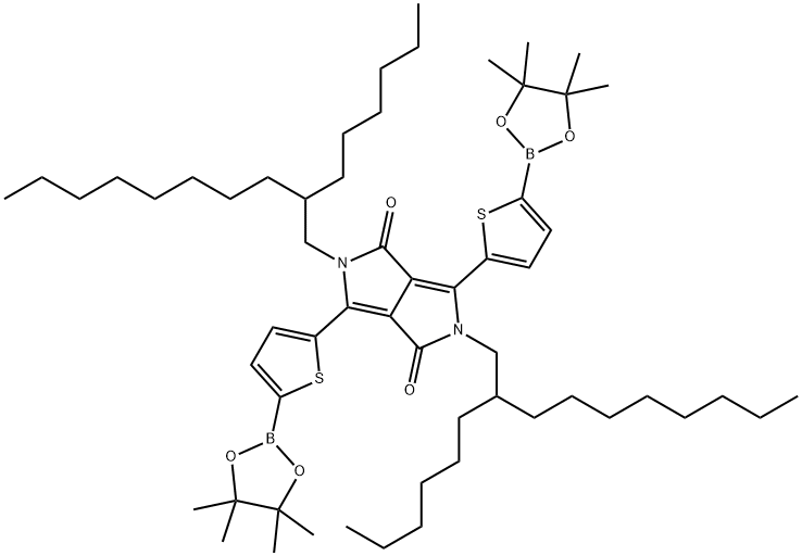 2,5-bis(2-hexyldecyl)-3,6-bis(5-(4,4,5,5-tetramethyl-1,3,2-dioxaborolan-2-yl)thiophen-2-yl)pyrrolo[3,4-c]pyrrole-1,4(2H,5H)-dione Struktur