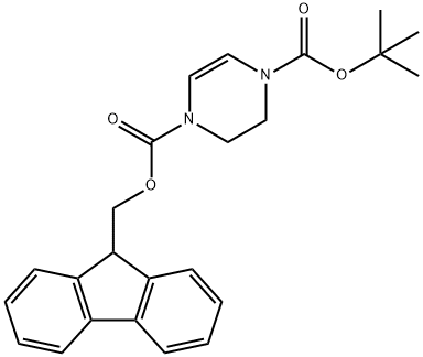 1-((9H-fluoren-9-yl)methyl) 4-tert-butyl 2,3-dihydropyrazine-1,4-dicarboxylate Struktur