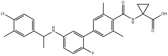 1-(5'-((1-(4-chloro-3-methylphenyl)ethyl)amino)-2'-fluoro-3,5-dimethyl-[1,1'-biphenyl]-4-carboxamido)cyclopropane-1-carboxylic acid Struktur