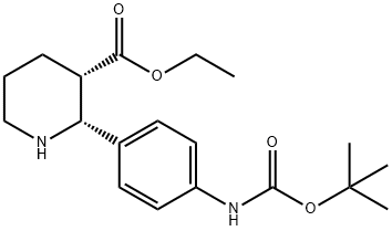 ethyl (2R,3S)-2-(4-((tert-butoxycarbonyl)amino)phenyl)piperidine-3-carboxylate Struktur