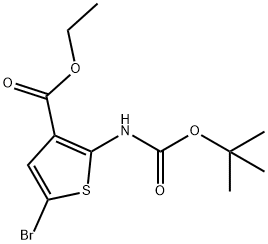 Ethyl 5-bromo-2-((tert-butoxycarbonyl)amino)thiophene-3-carboxylate Struktur