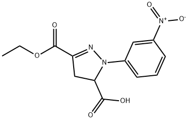 3-(ethoxycarbonyl)-1-(3-nitrophenyl)-4,5-dihydro-1H-pyrazole-5-carboxylic acid Struktur