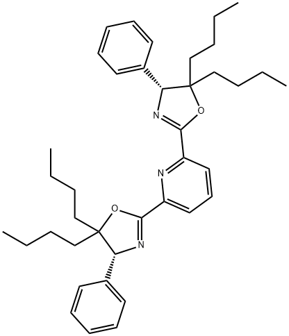 2,6-bis[(4R)-5,5-dibutyl-4,5-dihydro-4-phenyl-2-oxazolyl]-Pyridine Struktur