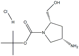 (2S,4S)-tert-Butyl 4-amino-2-(hydroxymethyl)pyrrolidine-1-carboxylate hydrochloride Struktur