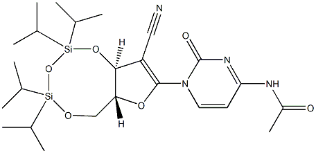 N-(1-((6aR,8R,9S,9aS)-9-cyano-2,2,4,4-tetraisopropyltetrahydro-6H-furo[3,2-f][1,3,5,2,4]trioxadisilocin-8-yl)-2-oxo-1,2-dihydropyrimidin-4-yl)acetamide Struktur