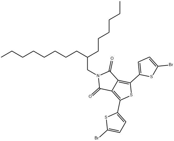 1-(4-Bromothiophen-2-yl)-3-(5-bromothiophen-2-yl)-5-(2-hexyldecyl)-4H-thieno-[3,4-c]pyrrole-4,6(5H)-dione Struktur