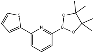 2-(4,4,5,5-tetramethyl-1,3,2-dioxaborolan-2-yl)-6-(thiophen-2-yl)pyridine Struktur