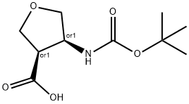 cis-4-tert-Butoxycarbonylamino-tetrahydro-furan-3-carboxylic acid Struktur