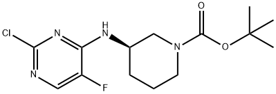 (R)-tert-butyl 3-((2-chloro-5-fluoropyrimidin-4-yl)amino)piperidine-1-carboxylate Struktur