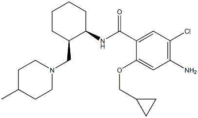 Benzamide,4-amino-5-chloro-2-(cyclopropylmethoxy)-N-[(1R,2R)-2-[(4-methyl-1-piperidinyl)methyl]cyclohexyl]- Struktur