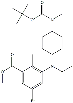 methyl 5-bromo-3-(((1r,4r)-4-(tert-butoxycarbonyl(methyl)amino)cyclohexyl)(ethyl)amino)-2-methylbenzoate Struktur