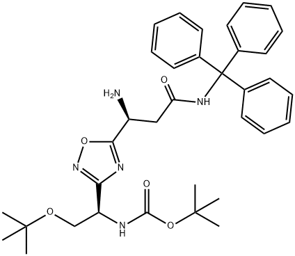 Carbamic acid, N-[(1R)-1-[5-[(1S)-1-amino-3-oxo-3-[(triphenylmethyl)amino]propyl]-1,2,4-oxadiazol-3-yl]-2-(1,1-dimethylethoxy)ethyl]-, 1,1-dimethylethyl ester