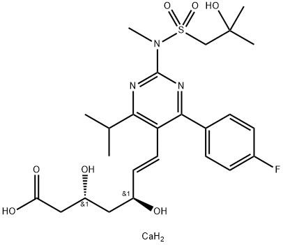 (3R,5S,E)-7-(4-(4-fluorophenyl)-2-((2-hydroxy-N,2-dimethylpropyl)sulfonamido)-6-isopropylpyrimidin-5-yl)-3,5-dihydroxyhept-6-enoic acid Struktur