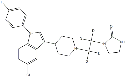 1-[2-[4-[5-chloro-1-(4-fluorophenyl)indol-3-yl]piperidin-1-yl]-1,1,2,2-tetradeuterioethyl]imidazolidin-2-one Struktur