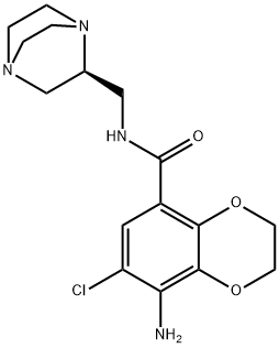 1,4-Benzodioxin-5-carboxamide, 8-amino-7-chloro-N-[(2S)-1,4-diazabicyclo[2.2.2]oct-2-ylmethyl]-2,3-dihydro- Struktur