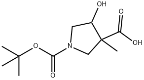 1-(TERT-BUTOXYCARBONYL)-4-HYDROXY-3-METHYLPYRROLIDINE-3-CARBOXYLIC ACID Struktur