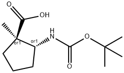 trans-2-tert-Butoxycarbonylamino-1-methyl-cyclopentanecarboxylic acid Struktur