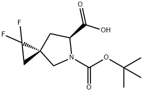 (3S,6S)-5-[(tert-butoxy)carbonyl]-1,1-difluoro-5-azaspiro[2.4]heptane-6-carboxylic acid Struktur