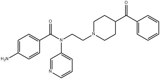 Benzamide, 4-amino-N-[2-(4-benzoyl-1-piperidinyl)ethyl]-N-3-pyridinyl- Struktur