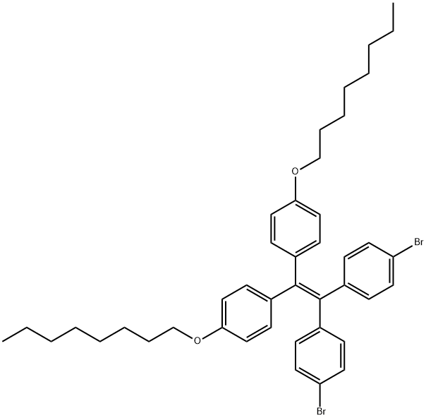 4,4'-(2,2-bis(4-(octyloxy)phenyl)ethene-1,1-diyl)bis(bromobenzene) Struktur