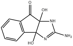 3a,8a-dihydroxy-2-imino-2,3,3a,8a-tetrahydroindeno[1,2-d]imidazol-8(1H)-one Struktur