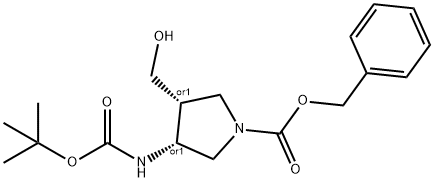 cis-3-(Boc-amino)-1-Cbz-4-(hydroxymethyl)pyrrolidine Struktur