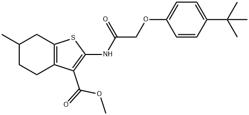 methyl 2-(2-(4-(tert-butyl)phenoxy)acetamido)-6-methyl-4,5,6,7-tetrahydrobenzo[b]thiophene-3-carboxylate Struktur