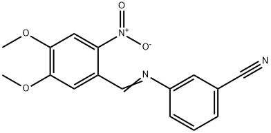 3-[(4,5-dimethoxy-2-nitrobenzylidene)amino]benzonitrile Struktur