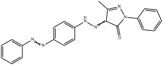 5-methyl-2-phenyl-4-{[4-(phenyldiazenyl)phenyl]hydrazono}-2,4-dihydro-3H-pyrazol-3-one Struktur