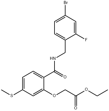 [2-(4-Bromo-2-fluoro-benzylcarbamoyl)-5-methylsulfanyl-phenoxy]acetic acid ethyl ester Struktur